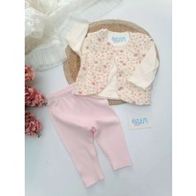 Melisa Çiçek Bahçesi Yelekli 3'lü Takım Pembe