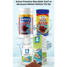 Amore Premium Beta Balık Yemi ve Akvaryum Bakteri Kültürü 3'lü Set