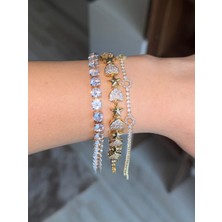 Stainless Steel Çelik Gold Bileklik 3'lüset