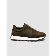 Cabani %100 Hakiki Süet Deri Haki Bağıcıklı Kadın Sneaker Ayakkabı