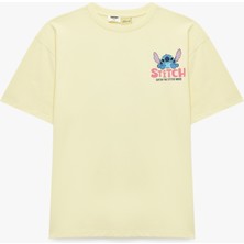 Koton Stitch Baskılı Kısa Kollu Bisiklet Yaka Pamuklu Lisanslı Tişört