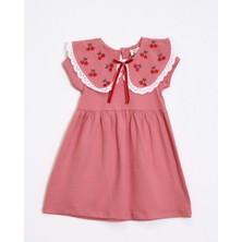 Ozzy Kids Kız Çocuk Kiraz Nakışlı Kısa Kollu Elbise