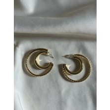 Afsel Jewelry ✨ Çift Katlı Gold Halka Küpe ✨
