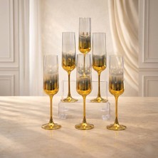 Rova Tr Nova Serisi 6'lı Cam Titanyum Kaplama Lüks Ayaklı Modern Kadeh Set - Şık Kadehleri