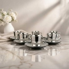 rova tr Işıl Serisi Cam Titanyum Kaplama Modern Türk & Filtre Kahve Fincanı - 12 Parça - 6 Kişilik