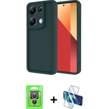 İlk El Grup Ieg™ Redmi Note 13 Pro 4g Kılıf Yankı Yansıma Özel Seri - Siyah 3D Antistatik Cam Ekran Koruyucu + Gümüş Raze Metal Kamera Lens