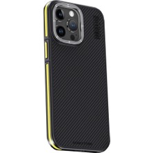 Xciks Collections Joko Iphone 15 Pro Max Kılıf Aramid 600D Kevlar Karbon Fiber Magsafe Kapak - Sarı