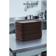 Akyüz Plastik 10 Adet Tray 45 cm Plastik Servis Tepsisi, Sunum Tepsisi-45 cm x 35 Cm-Kahverengi