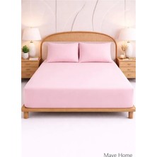 More Home  Çift Kişilik Pamuklu Lastikli Çarşaf  Seti + Yastık Kılıfı Pudra