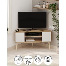Bofigo Tv Sehpası 2 Kapaklı Tv Sehpası  Tv Ünitesi Televizyon Sehpası Tv Sehpası Kıbrıs Safir Meşe Beyaz