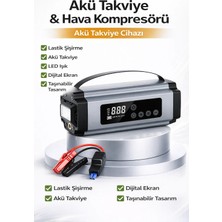 Qasul Akü Takviye ve Hava Kompresörü Şarjlı  Dijital Ekranlı Araç Için Çok Amaçlı Yolda Kalmaya Son