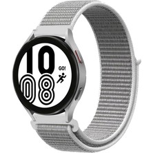 Xciks Collections Galaxy Watch 4 Hasırlı Cırtcırtlı Kordon - Beyaz