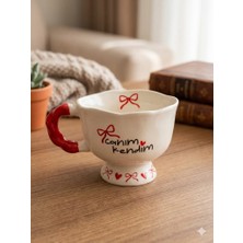 Palto Tasarım Canım Kendim Baskılı El Yapımı Krem Parlak Balerin Kupa - El Işçiliği Hediyelik Kupa Bardak