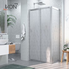 İkon Duş Sistemleri Krom Sabit Panelli | Mika Cam Duş Kabini H:180