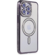 Iphone 14 Pro Max Kılıf Joke Simli Magneticsafe Kılıf - Derin Mor