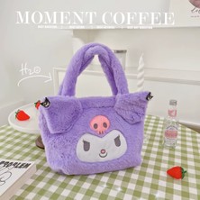Besify Sanrio Kuromi Peluş Çanta Kuromi Çanta Y2K Sanrio Kawaii Kuromi Peluş Çanta Kol Çantası