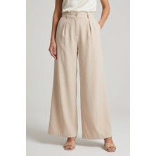Rosa By Belle Kadın Bej Palazzo Pantolon Bol Paça Klasik Kesim