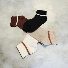 Heren Lastik Kabartma Detaylı 4'lü Kadın Patik