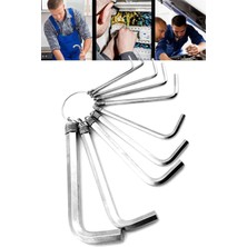 Uravas Store 9 Parça Çelik Alyan Seti Kısa Düz Köşe Alyan Anahtar Takımı