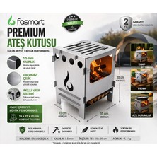 Fasmart V2.1 Mini Ateş Kutusu / Portatif Katlanır Kamp Ocağı / Kül Tablalı & Çantalı (15X15X20 Cm)