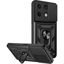 Note 13 4g Kılıf Pars Lens Yüzüklü - Siyah