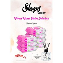 Sleepy 7 Paket, Floral Bakım Havlusu Natural 25'li ve Rosıe Koku