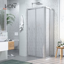 İkon Duş Sistemleri Krom Dikdörtgen | Mika Cam Duş Kabini H:180