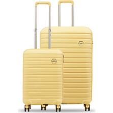 Ground Vanille 2'li Valiz Seti Büyük-Kabin(Küçük) Sarı - 10663