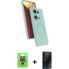 İlk El Grup Ieg™ Redmi Note 13 Pro 4g Iz Işık Koleksiyonu - Siyah 3D Antistatik Hayalet Cam Ekran Koruyucu + Gümüş Raze Metal Kamera Lens