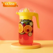 LE Paris 1 Lt Cam Sürahi Narenciye Sıkacağı | Kapaklı Portakal Limon Sıkacağı | Buzdolabı Rafına Uygun