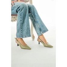 Desire Haki Yeşil Deri Stiletto