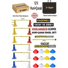 Liggo Kademeli Yatay ve Dikey Ayarlanabilir Antrenman Engel Seti 12 Huni 12 Çanak ve Toplama Aparatı Seti