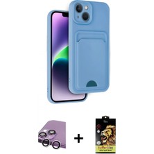 İlk El Grup Ieg™ iPhone 14 Vadi Çizgi Prime - Siyah Buffer Cam Ekran Koruyucu + Gümüş Raze Metal Kamera Lens