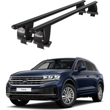 Today Auto Royal Volkswagen Touareg (2018 ve Sonrası) Uyumlu Siyah Kilitli Ara Atkı Port Bagaj Tavan Barı