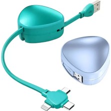 Ett PM-29662 3'ü 1 Arada Cep Boy Makaralı 120CM 5 Kademeli Şarj Kablosu