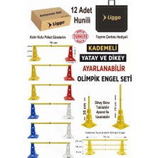 Liggo Kademeli Yatay ve Dikey Ayarlanabilir Olimpik Antrenman Engel Seti 12 Adet Antrenman Hunisi 23 cm