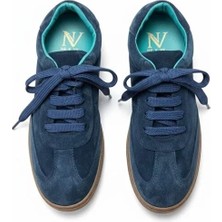 Ne&Ve Shoes Lacivert Süet Hakiki Deri Bağcıklı Kadın Günlük Sneaker