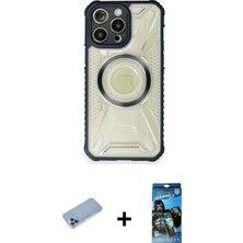 İlk El Grup Ieg™ iPhone 12 Pro Max Kutup Modern - Siyah 34D Izgaralı Cam + Mavi Shine Kamera Lens Koruma Cam