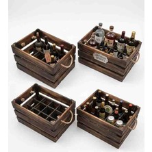 Ahşap Şarap Kasası Organizer Şişe Kasası