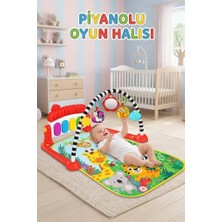 Farbu Oyuncak Safari Temalı 4'ü 1 Arada Müzikli Işıklı Sesli Piyanolu Oyuncaklı Aksesuarlı Eğitici Oyuncak Halı