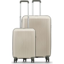 GROUND Sirius 2'li Valiz Seti Büyük-Kabin(Küçük) Kemik-Gri - 10728