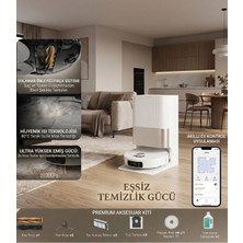 Dreame Çift Rulo Fırçalı 20000 Pa Yüksek Vakumlu 6 cm Engel Tırmanan Uv Sterilizasyonlu Akıllı Istasyonlu Yedek Parçalı Islak Kuru Robot Süpürge