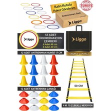 Liggo Antrenman Seti 4m Merdiven 12li Huni 12li Çanak 12li Koordinasyon Çemberi Spor Eğitim Seti