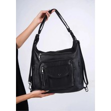 Mox Studio Yıkama Deri Çanta  3in 1 Hem Sırt Hem Kol Hem De Çapraz Kadın Çantası