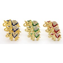 Swarovski Taşlı 3'lü Fil Figürü Model 1