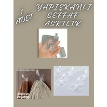 Keskon 1 Adet (5 Li Paket) Kendinden Yapışkanlı Şeffaf Askılık – Güçlü Silikon Yapışkanlı Duvar ve Kapı Arkası Askı