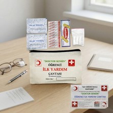 Lufern Özel Tasarım Bez Çantalı Öğrenci Ilk Yardım Seti Eğitici Pratik Okul Pansuman Yara Bandı Hijyenik