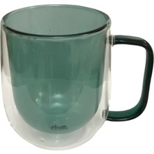 Çift Cidarlı Cam Kupa Yeşil Renk