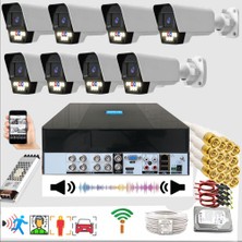 Bises 8 Li Sesli Araç Insan Yüz Tanımalı Hareket Algılayan 5 Mp Lens 9 Warm LED Gece Renkli Kamera Seti 5909WS-PLS