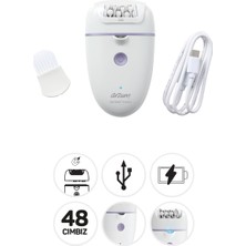 Arzum AR5173 Sateen Touch Şarjlı Epilasyon Cihazı, 48 Cımbızlı Başlık, 2 Farklı Hız Ayarı,Led Işık Sistemi